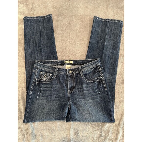 Earl Jeans Women 10 Blue Straight Leg Embellishment Bling Western Horse Cowboy - Picture 3 of 10